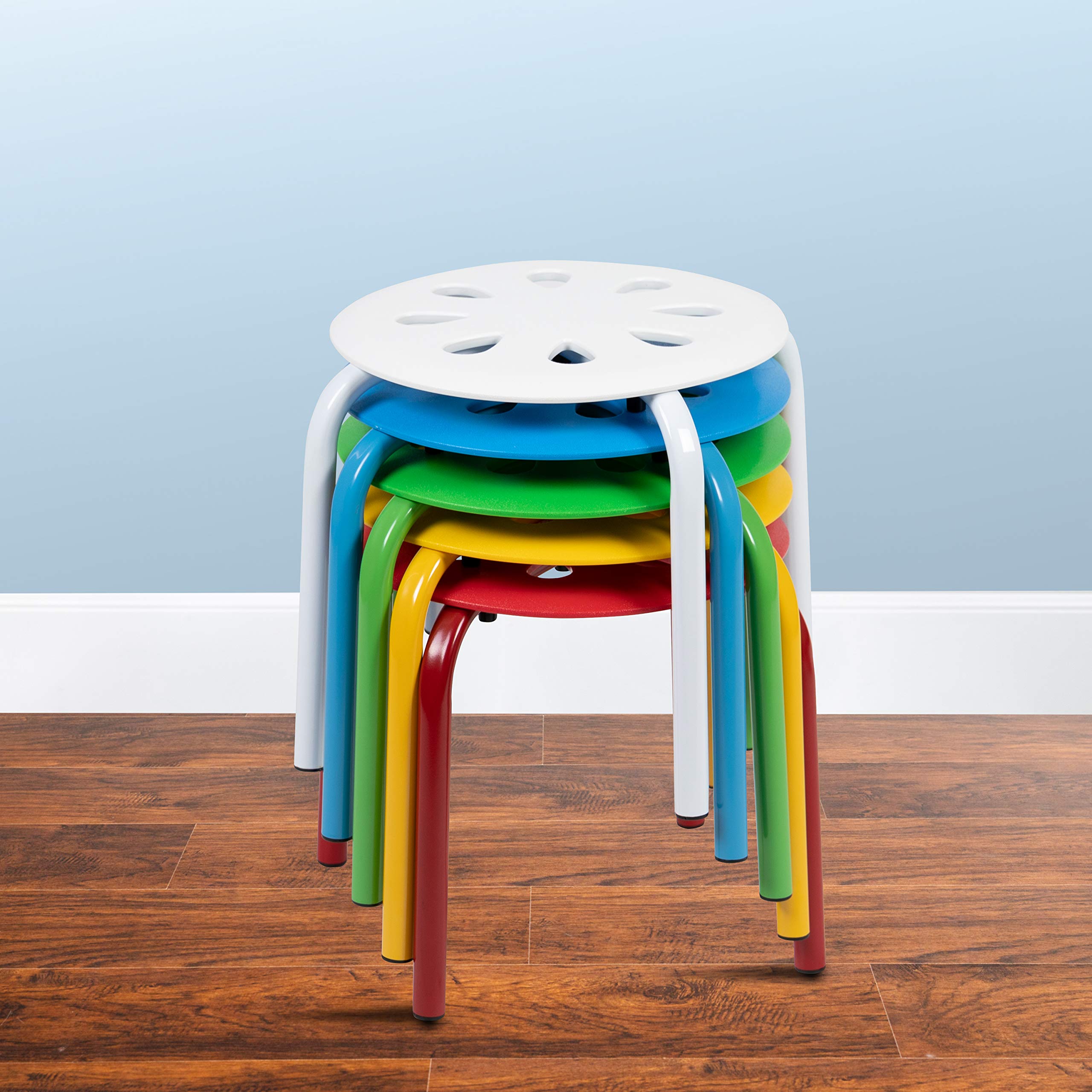 Flash Furniture Bentley Plastic Nesting Stack Stools, 11.5Height, Assorted Colors (5 Pack)