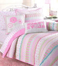 Cozy Line Home Fashions Pink Ruffle Flowers Polka Dot Girl 100% Cotton Reversible Quilt Bedding Set, Coverlet, Bedspread for All