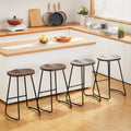 HeuGah Bar Stools Set of 4, Saddle Seat Bar Stools, Rustic Backless Wood Counter Height Stools, Industrial Counter Stools with M
