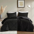 Comfort Spaces Queen Comforter Set, Chic Reversible Quatrefoil Quilting, Sherpa Comforters Queen, All Seasons, Lightweight Micro