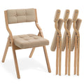 HOMEFUN Folding Chairs with Cushion, Wooden Padded Foldable Chair 4 Pack, Portable and Assembled Seat for Guests Kitchen Office 