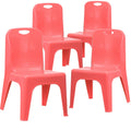 Flash Furniture Whitney 4 Pack Red Plastic Stackable School Chair with Carrying Handle and 11 Seat Height