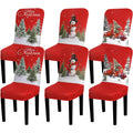 Preboun 6 Pcs Christmas Chair Covers Set Removable Washable Stretch Dining Room Chair Slipcovers Snowman Xmas Tree Truck Parson 