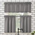No. 918 Martine Microfiber Semi-Sheer Rod Pocket Kitchen Curtain Valance and Tiers Set, 54 x 45, Gray