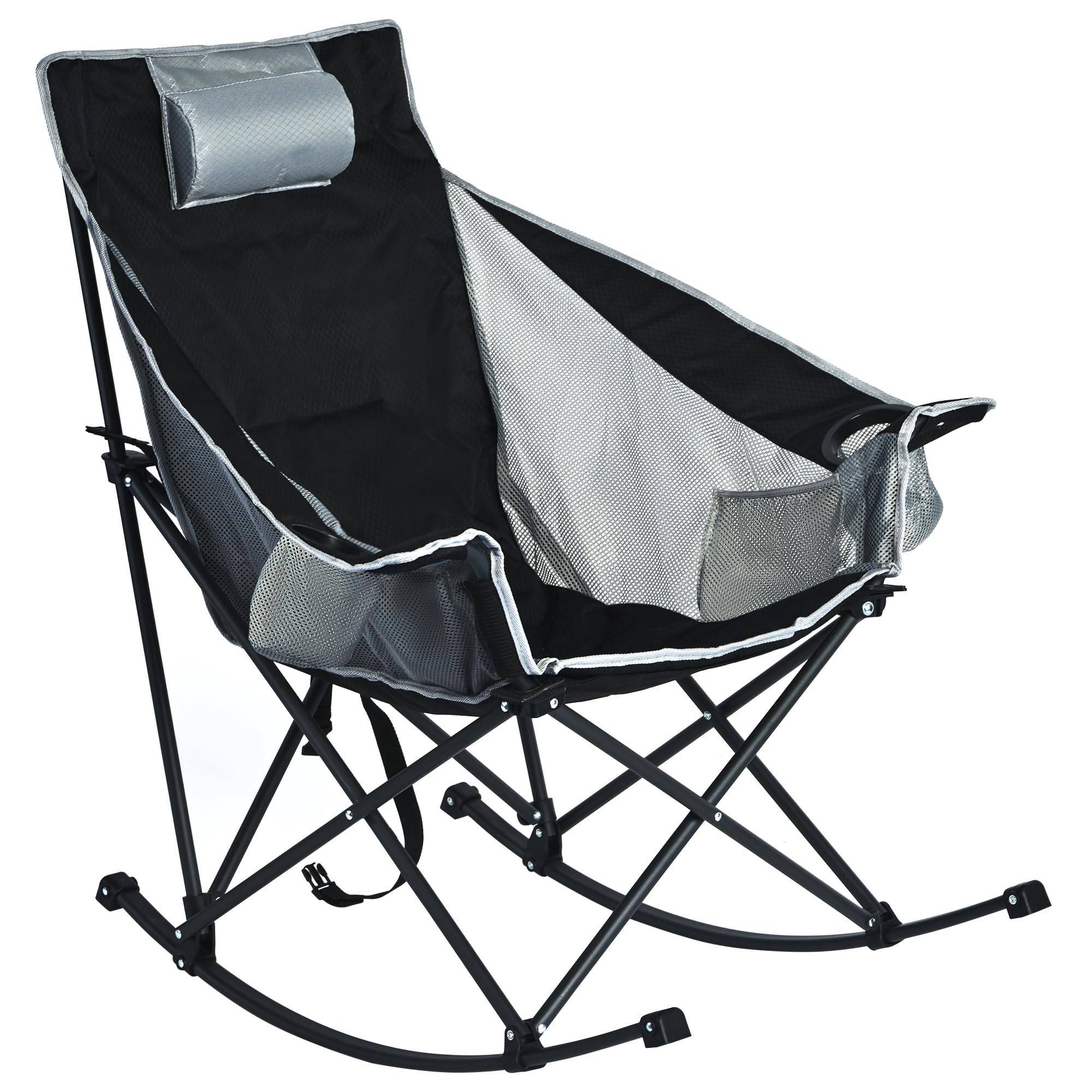 SUNNYFEEL Rocking Camping Chair 2 Pack, Outdoor Oversized Folding Lawn Chair with Pocket, Heavy Duty for Outdoor/Picnic/Lounge/P