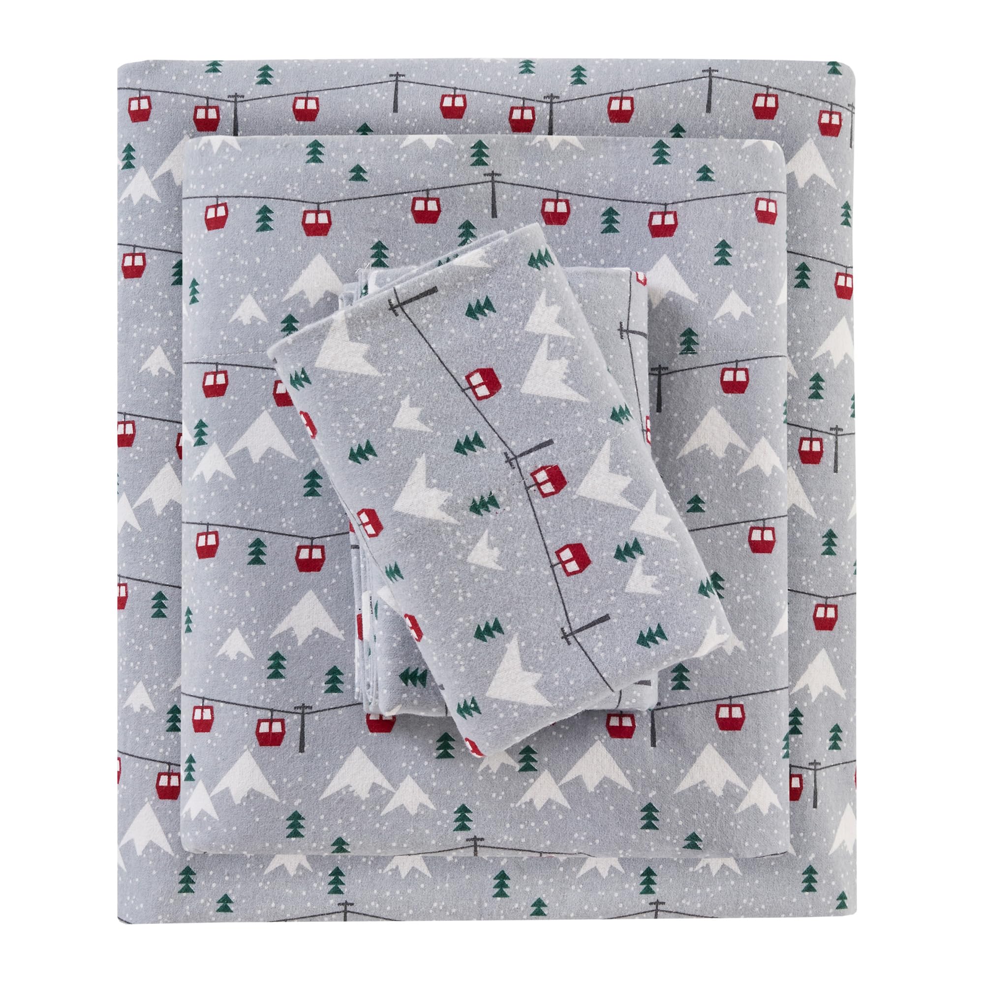 Woolrich Cotton Sheet Set Cottage Charms Print, 100% Cotton Flannel Sheets Warm & Fuzzy Bedding Set Cal King Size Sheets, Fitted