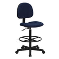 Flash Furniture Bruce Navy Blue Patterned Fabric Drafting Chair (Cylinders: 22.5-27H or 26-30.5H)