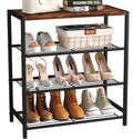 Yusong Shoe Rack Organizer, 4 Tier Industrial Shoe Storage Shelf, Narrow Sturdy Metal Shoe Shelves for Closet Entryway, Rustic B