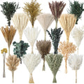 Nuanchu 703 Pcs Dried Pampas Grass Decor Boho Flower Bouquet Bulk with Bunny Tails, Reed Grass for Wedding Home Table Rustic Far