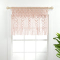 Lush Decor Boho Macrame Textured Cotton Valance, 40 W x 30 L, Blush - Boho Kitchen Curtains & Wall Decor - Macrame Valance - Bat