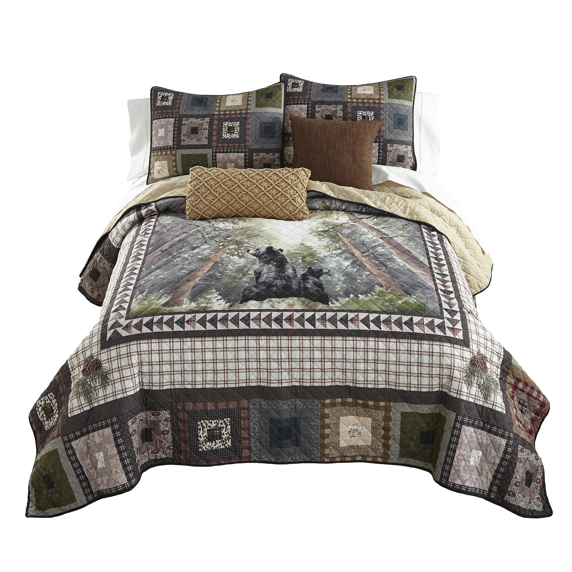 Donna Sharp King Polyester Bedding Set - 3 Piece - Looking Up Lightweight Lodge Quilt Set with King Quilt and Two King Size Pill