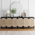 Nathan James Beacon Accent Natural Sideboard Storage Cabinet Console Table in Wire-Brushed Wood with Adjustable Shelf and Seagra