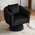 Karl home 360 Swivel Accent Chair, Modern Velvet Fabric Living Room Armchair with Fluffy Cushions, Comfy Wide Upholstered, Barre