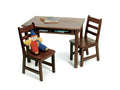Lipper International Childs Rectangular Table with Shelves and 2 Chairs, Walnut Finish