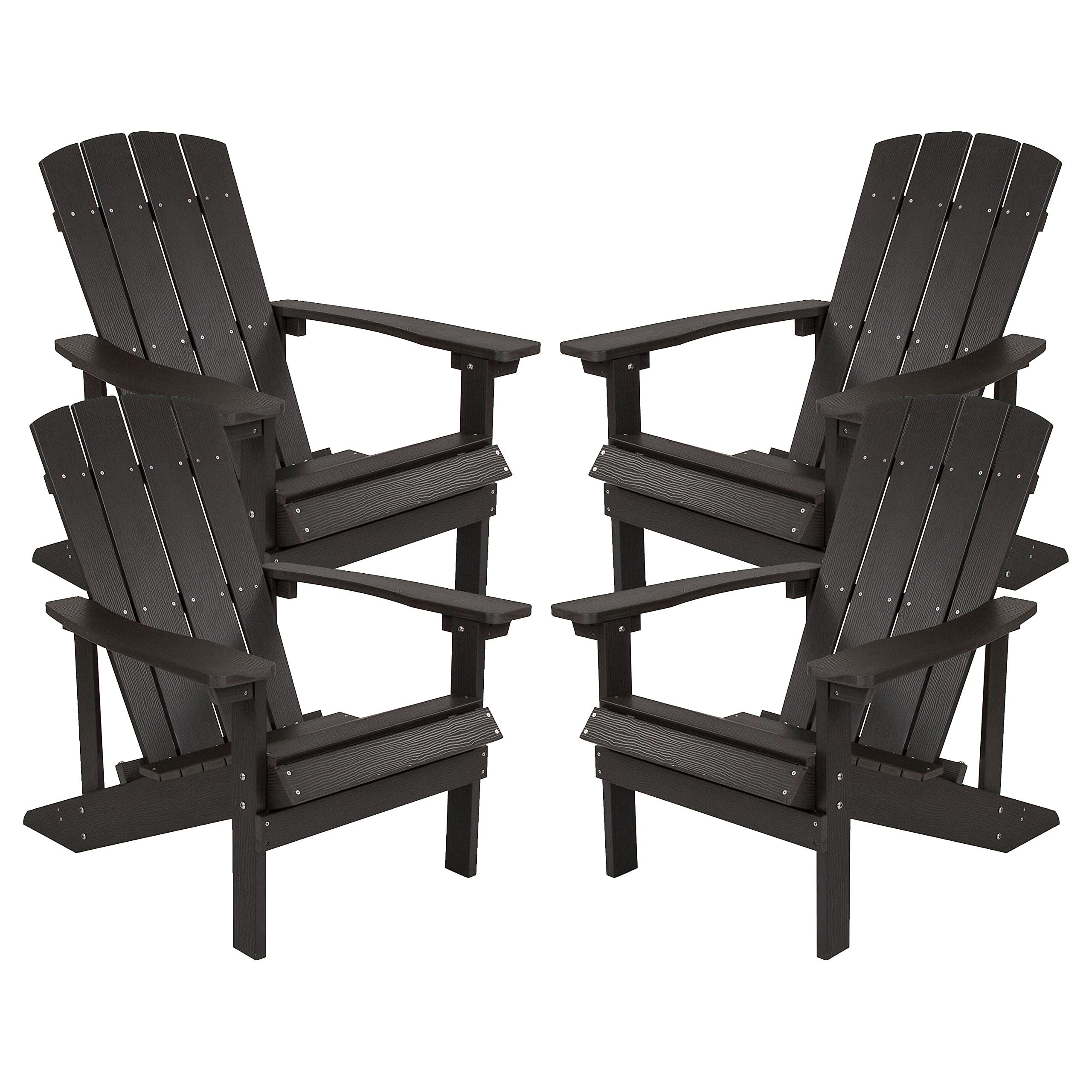 Flash Furniture Charlestown Indoor/Outdoor Faux Wood Adirondack Chairs, Weather-Resistant Polyresin Patio Adirondack Chairs, Set
