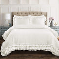 Lush Decor Ella Ruffle Lace Comforter, 3 Piece Set, King, White - Cute Comforter - King Bedding Set - White Bedding - Coquette D