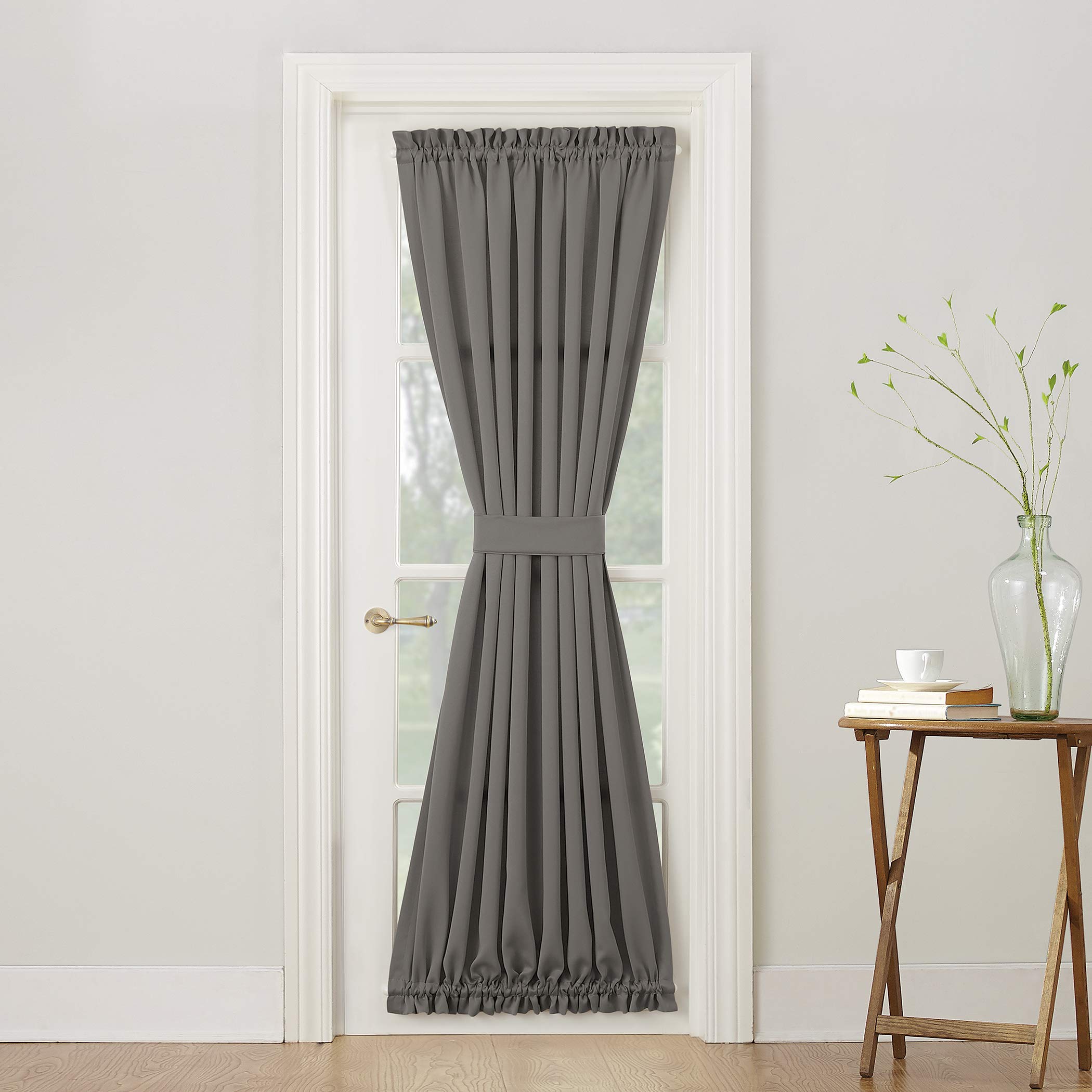 Sun Zero Barrow Energy Efficient Rod Pocket Door Curtain Panel, 54 x 72, Steel