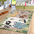 Paco Home Kids Rug Colorful Animals Giraffe Lion Monkey in Beige, Size: 47 x 67