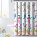 Dream Factory Kids Fabric Shower Curtain for Bathroom, 72 in x 72 in (W x L), Light Blue Mermaid Dreams