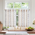jinchan Boho Kitchen Curtains Linen Cafe Tier Curtains 45 Inch Bohemian Geometric Striped Mudcloth Small Window Drapes for Livin