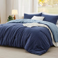 Bedsure California King Comforter Set, Reversible Navy Soft Prewashed Bedding for All Seasons, 3 Pieces Warm Down Alternative Be