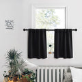 PONY DANCE Black Kitchen Window Curtains for Bathroom - Solid Light Block Privacy Drapes for Kitchen Cabinet Kids Nursery Bedroo