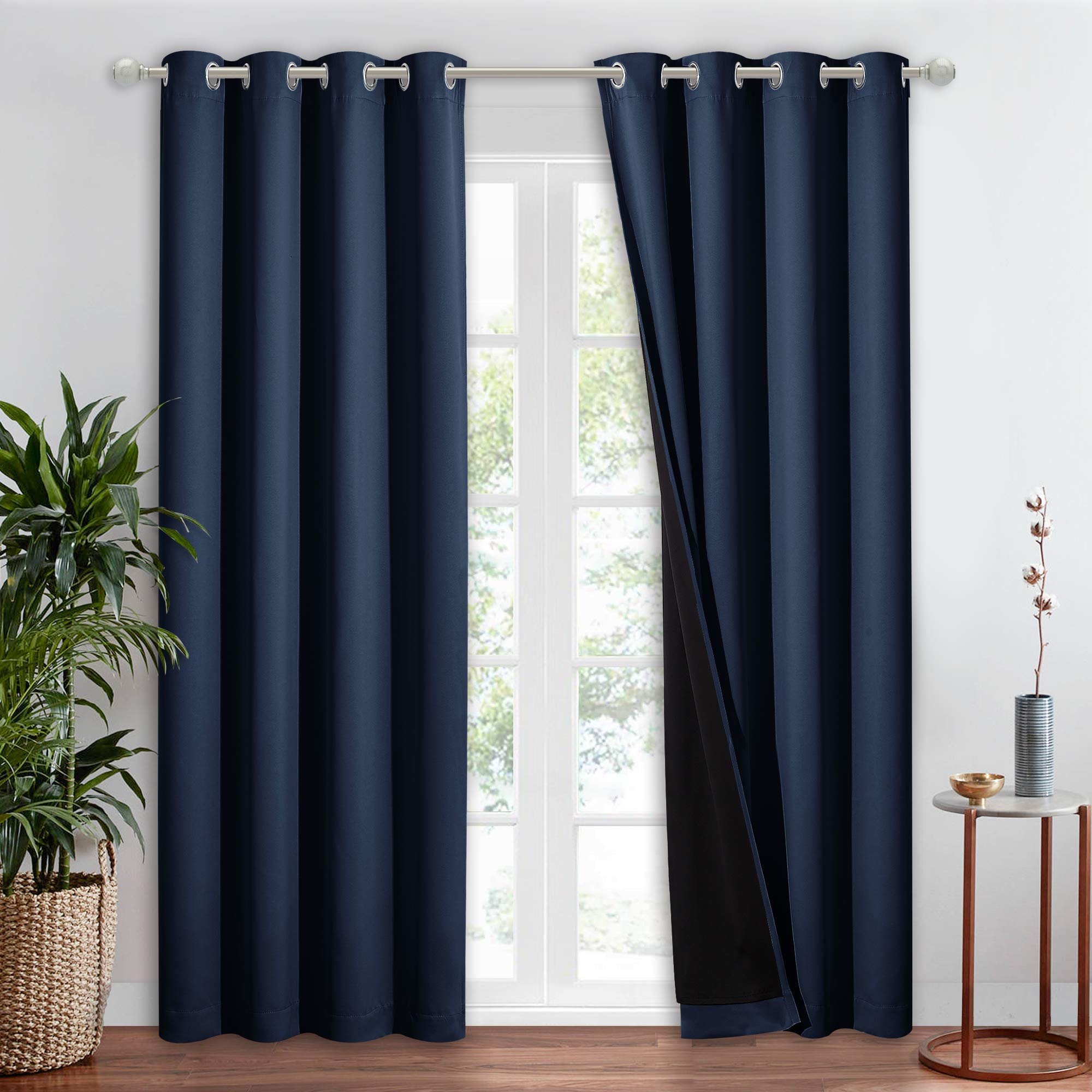 NICETOWN 100% Blackout Curtain Set, Thermal Insulated & Energy Efficiency Window Draperies for Guest Room, Full Shading Panel fo
