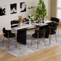 HAIZAO Modern Dining Chairs Set of 6, Round Upholstered Boucle Sherpa Dining Chairs, Curved Backrest Kitchen Dining Room Chairs,