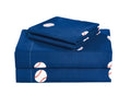 Chezmoi Collection 4-Piece Kids/Teens Sports Sheet Set - Soft Microfiber Navy White Red Baseball, Queen Size