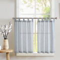 jinchan Kitchen Curtains Linen Striped Tier Curtains 36 Inch Ticking Stripe Cafe Curtains Pinstripe Farmhouse for Bathroom RV 2 