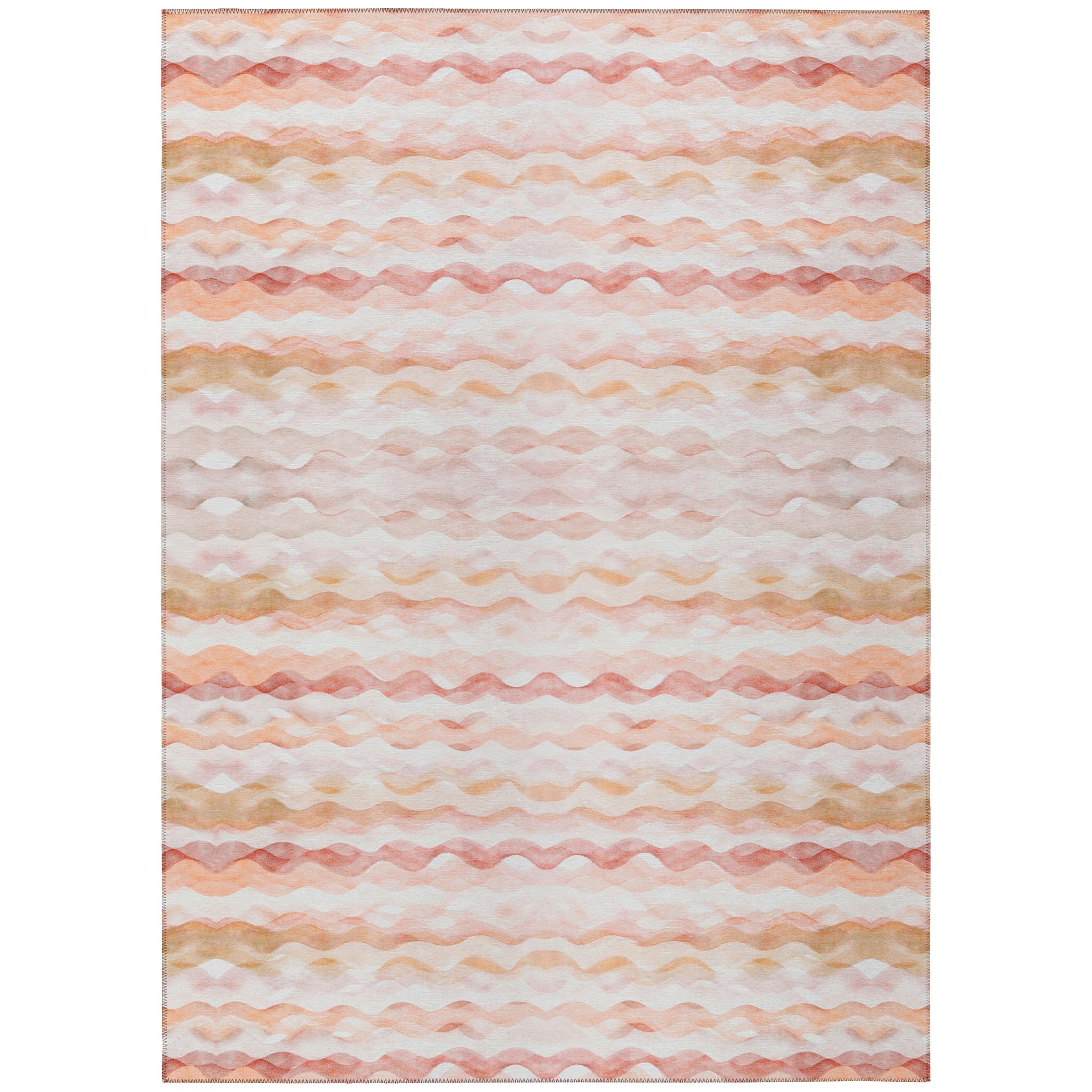 Addison Rugs Surfside ASR46 Peach 10 x 14 Indoor Outdoor Rug, Easy Clean, Machine Washable, Non Shedding, Bedroom, Living Room