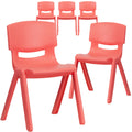 Flash Furniture Whitney 5 Pack Red Plastic Stackable School Chair with 13.25 Seat Height