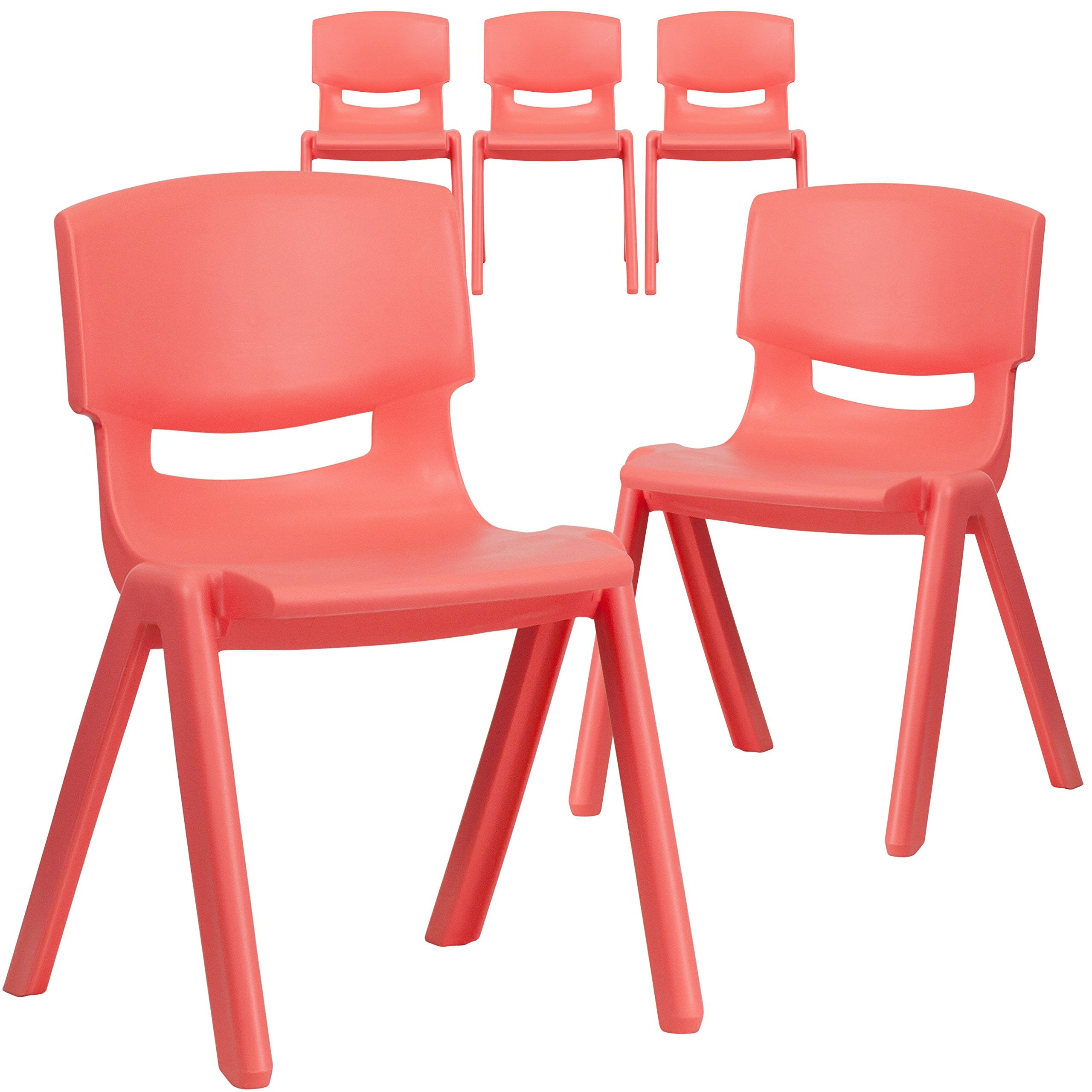 Flash Furniture Whitney 5 Pack Red Plastic Stackable School Chair with 13.25 Seat Height