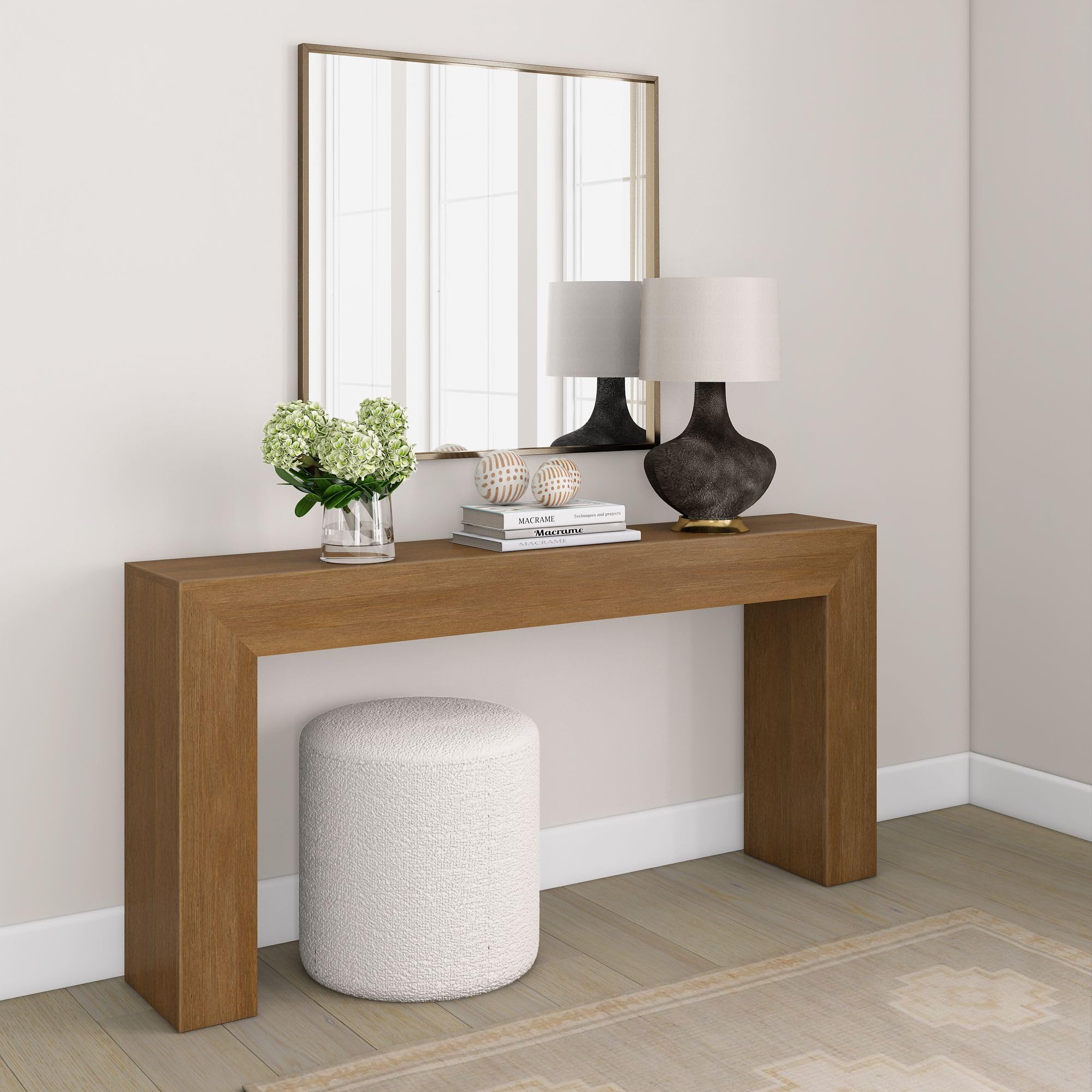 Plank+Beam Grand Console Table, 66 Inch Modern Solid Wood Sofa Table, Narrow Entryway Table for Hallway, Behind The Couch, Livin