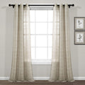 Lush Decor Farmhouse Textured Grommet Sheer Window Curtain Panel Pair, 38W x 84L, Neutral