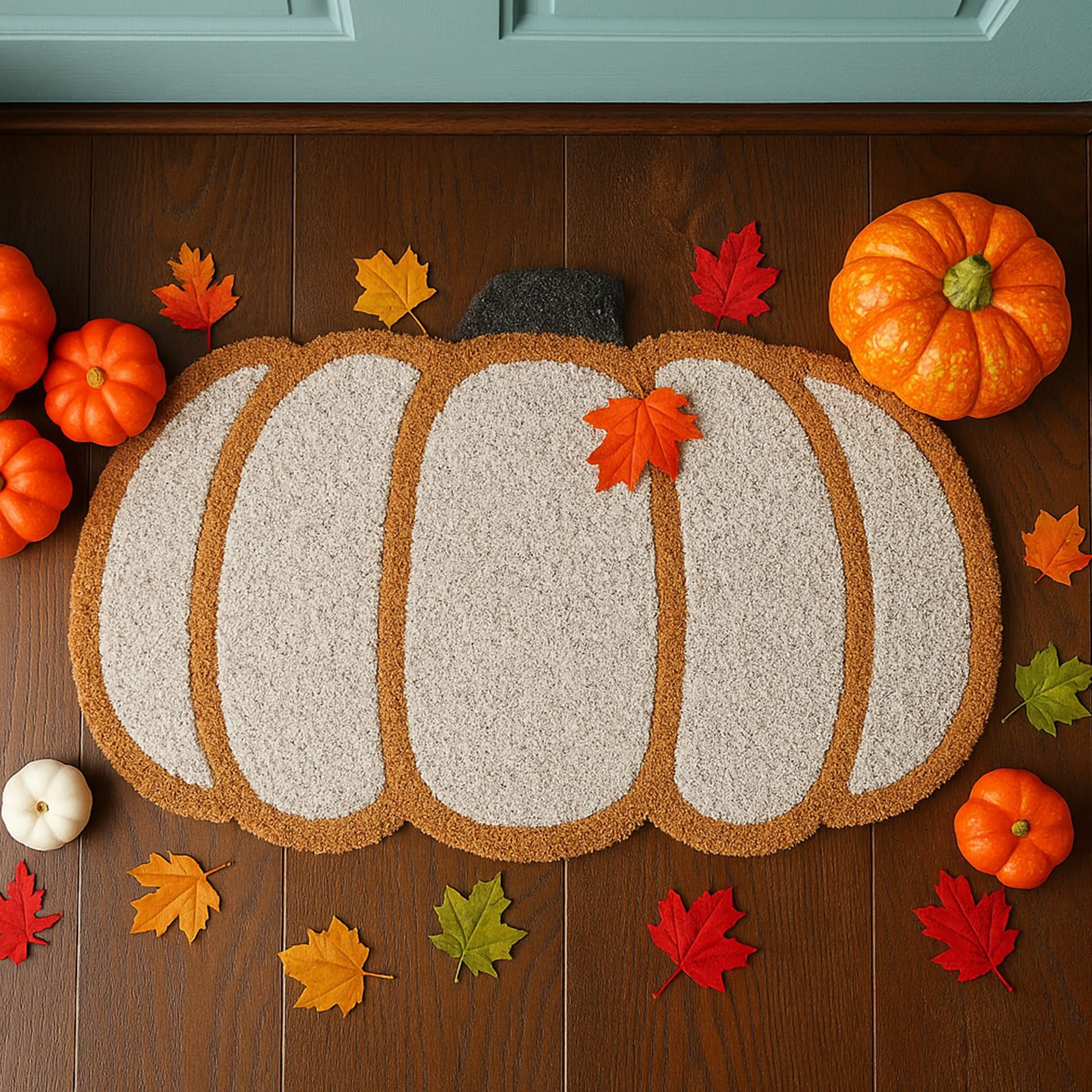 Dunzy Pumpkin Doormat Welcome Floor Mat Fall Outdoor Rugs Decorative Thanksgiving Day Non Slip Doormat for Front Decor Home Entr