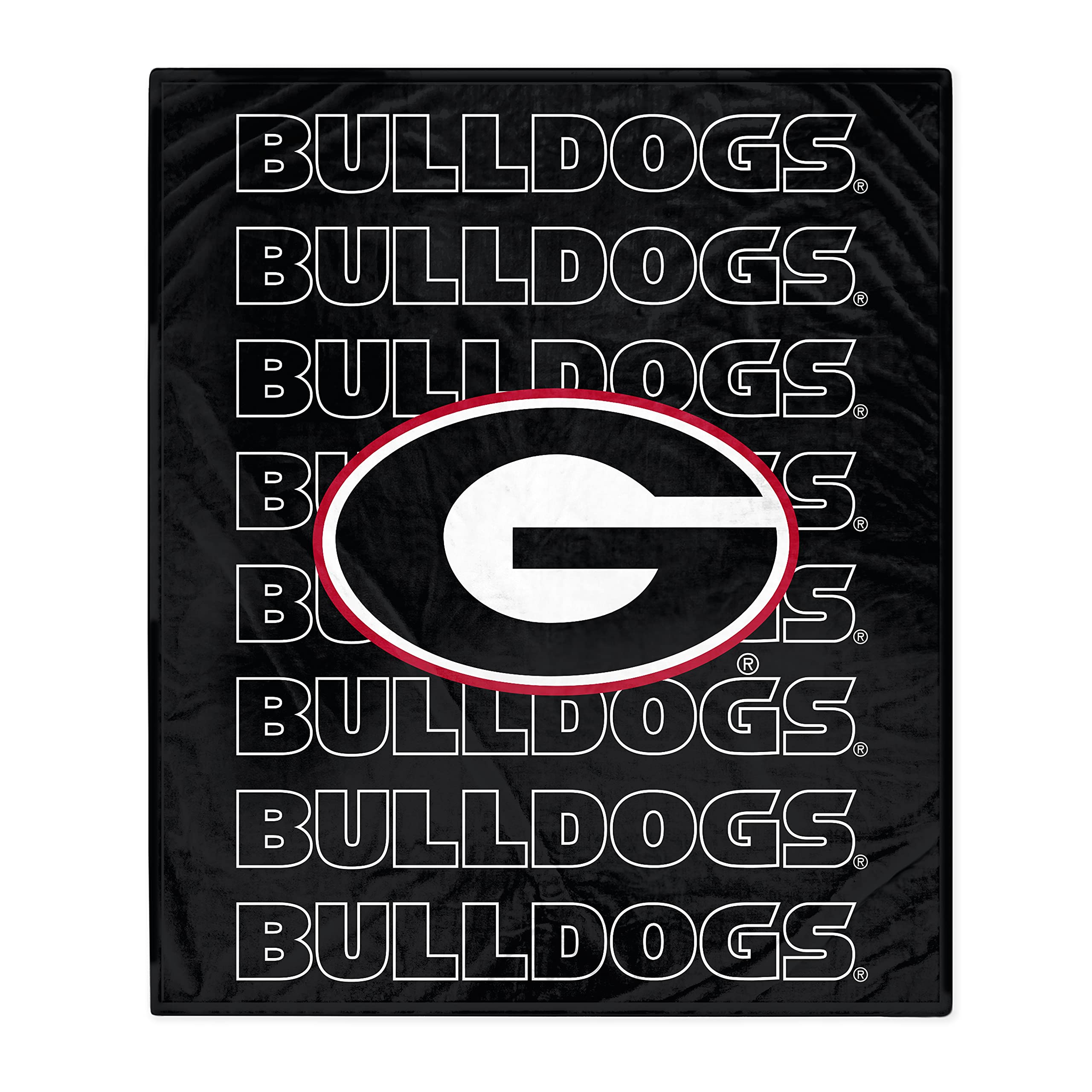 Pegasus Sports NCAA Echo Team Wordmark Plush Blanket- Georgia Bulldogs