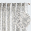 Lazzzy Linen Curtains Farmhouse Grey Floral Print Curtains 84 Inches Long Back Tab Drapes for Living Room Bedroom Semi Sheer Cou