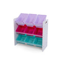 Humble Crew 9-Bin Toy Organizer - Forever Natural White/Pink/Purple/Aqua Plastic Bins, 3-Tier Storage Solution for Kids Playroo