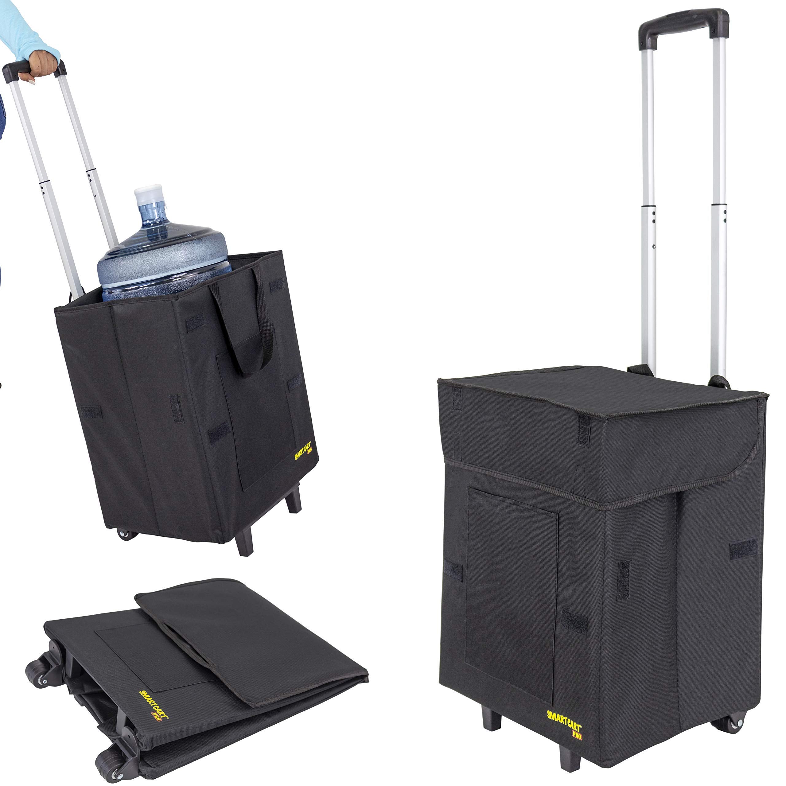 dbest products Bigger Smart Cart Pro with Wheels Lightweight Collapsible Cart, Retractable Pull Handle Multipurpose RollingCart 