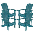 Flash Furniture Charlestown Poly Resin Adirondack Chair - Sea Foam - All Weather - Indoor/Outdoor - Set of 4