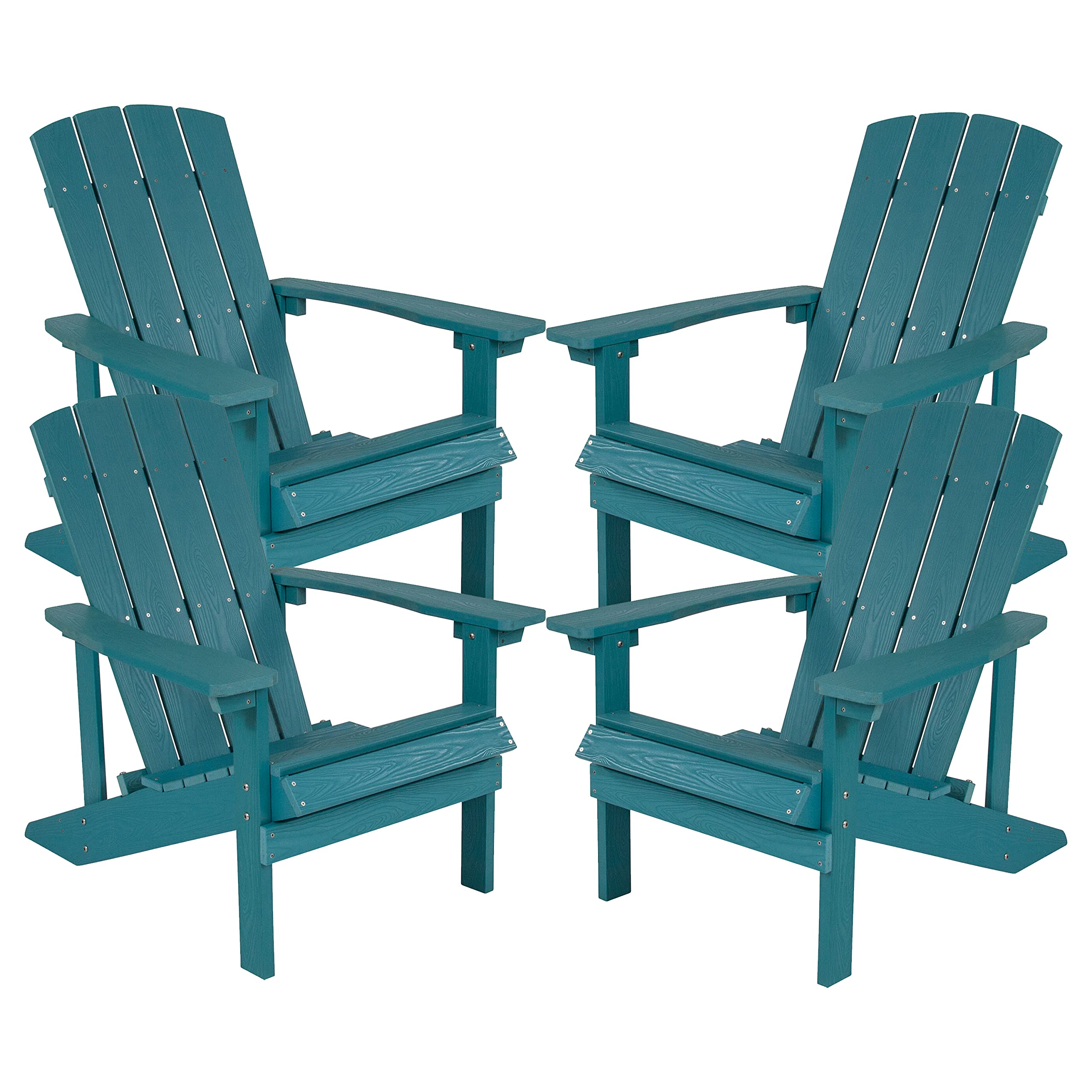 Flash Furniture Charlestown Poly Resin Adirondack Chair - Sea Foam - All Weather - Indoor/Outdoor - Set of 4
