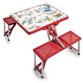 PICNIC TIME Folding Picnic, Camping, Outdoor Table with Umbrella Hole, 36.5 x 5 x 17.5, Play Town - Red