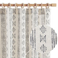 jinchan Boho Stripe Curtains for Living Room Farmhouse Linen Curtains 96 Inch Length 2 Panels for Bedroom Geometric Striped Mudc