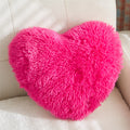 MOOWOO Fluffy Faux Fur Heart Throw Pillow for Valentines,Mothers Day,Sherpa Plush Fluffy, Solid Color, Heart Shape Pillow for G