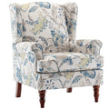 MELLCOM Floral Accent Chair, High Back Upholstered Armchair with Solid Legs, Leisure Single Sofa Chair for Living Room, Bedroom,