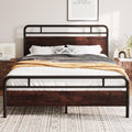 Allewie Full Size Platform Bed Frame with Wooden Headboard and Footboard, Heavy Duty 13 Metal Slats Support, Under Bed Storage, 
