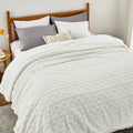 Bedsure Sherpa Queen Size Blanket for Bed - Fleece Soft Fluffy & Cozy Cable Jacquard Tufted Throw Blankets for Women Gift, Thick