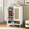 JASIWAY Rattan Shoe Cabinet Storage for Entryway, Shoe Cabinet with Adjustable Shelves for Entryway, 5-Tier, 20 Pair Shoe Rack S