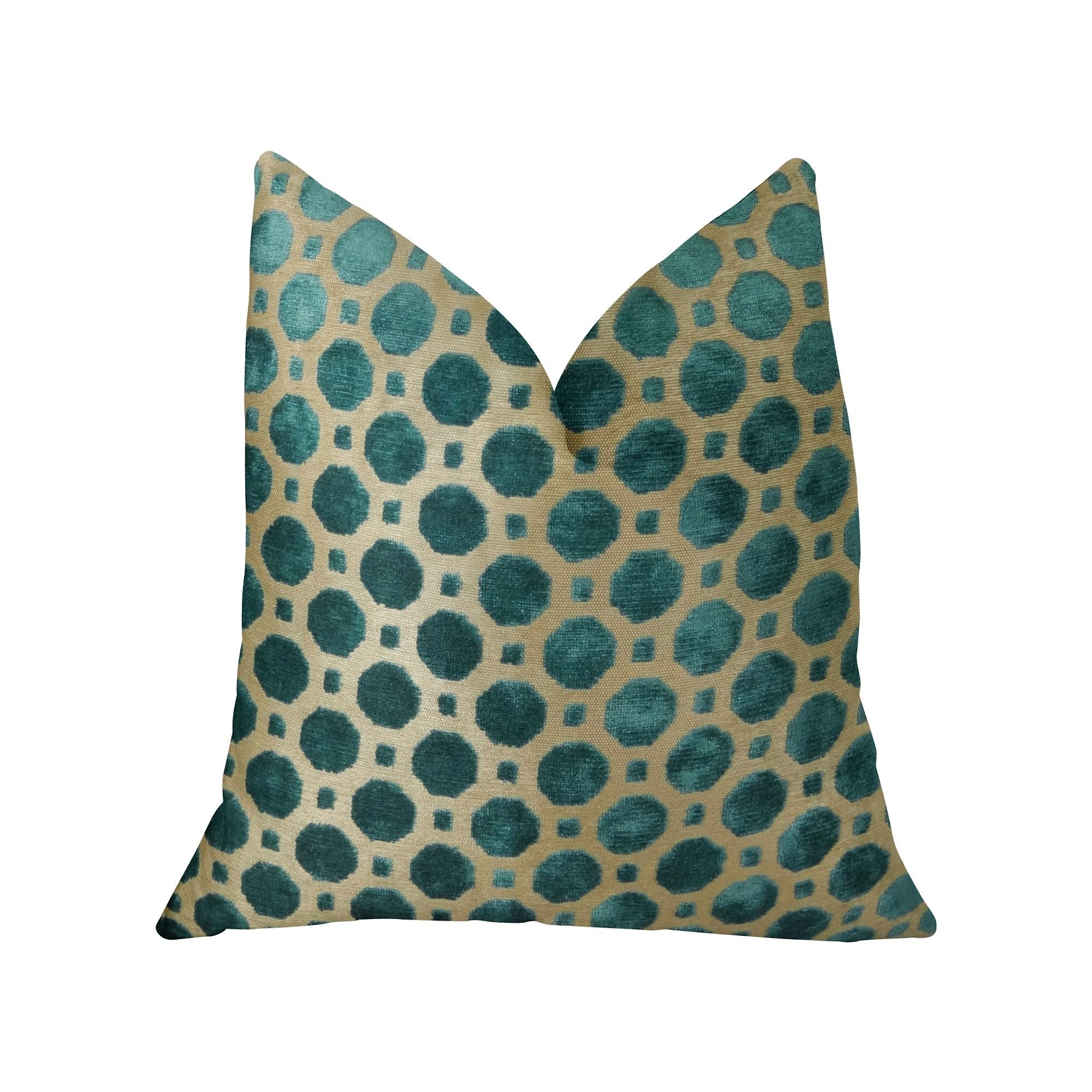 Plutus Brands Velvet Throw Pillow, 20 x 26, Turquoise/Taupe
